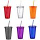 Red Pink 500ml Plastic Drinking Glasses Tumbler Cups Double Wall