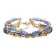Shiny Blue Crystal Handmade Beads Bracelets Set Adjustable 6.5in