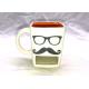 Mustache Glasses 3D Ceramic Mug Cookie Dunk Mug For Drinking / Biscuit Pocket