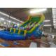 Eye Catching Green Double Lane Inflatable Water Slide With Swimming Pool