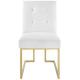 Luxury Home White Upholstered Dining Chairs With Gold Legs