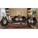 European-style luxury living room sofa coffee table French solid wood carved fabric sofa