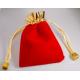 50 jewelry pouches - Gold top velvet pouches, jewelry bags, red color, 10cmX8cm