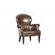 32'' American Vintage Cigar Leather High Back  Armchair Solid Wood Legs with wheels