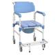Blue Aluminum Alloy Frame PP Four Wheel Toilet Chair With Brake