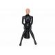 Shiny Black Female Shop Display Mannequin Faceless Sitting Style With Head