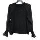 Black Color Long Sleeve Chiffon Shirt / Round Neck Blouse Cotton Material
