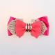 Satin Ribbon Bow Toddler Girl Baby Hair Accessories Pink Color With Crochet Flower