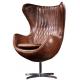 Tilted Spitfire Aluminium Aviation Swivel Egg Chair Aviator Leather Chair With Cross Base