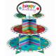 Eco Friendly Colorful Cardboard Cake Stand 3 Tier Type Solid Structure