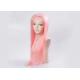 Silky Straight Wave Colored Hair Wigs , Pink Color Human Full Lace Wigs With Baby Hair