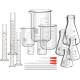 Lab Glassware Include 4 Graduated Cylinder Set, 4 Glass Beaker Set, 3 Glass Dropper, 4 Stirring Rod, 5 Measuring Cups