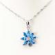 925 Silver Jewelry Blue Topaz  Cubic Zircon Flower Pendant (FP022)
