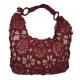 Handmade crochet handbag hobo women wine red bag flower bag