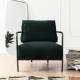 Metal Frame Fabric Leisure Chair Green Upholstered Fabric Chair
