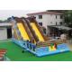 Hand Drawing Double Lanes Inflatable Water Slides For Ocean Theme Park