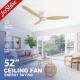 ROHS Solid Wood 52 Inch Smart App Control Wifi Ceiling Fan 220V With DC Motor