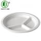 Biodegradable Sugarcane Bagasse White color 3 Compartments Round Plates