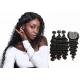 Double Sewed Weft 8A Virgin Brazilian Hair Extensions Deep Wave With Frontal