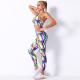 Digital print breathable floral bra yoga set for women running fitness pants for