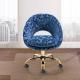Golden Feet Base  Tomile Blue Velvet Swivel Chair / Home Office Accent Chairs