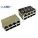 Gigabit Ethernet RJ45 Jack Connector 2x4 Stacked POE DIP Mounting With EMI Tabs