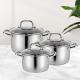 New Arrival 3 Piece Cookware Set Stainless Steel Soup Pot Stock Pot Set Cooking Cookware Set