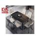 Curved Back Modern Grey PU Dining Chairs Dining Room Set 6 Pieces
