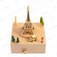 16*11*11cm Iconic Eiffel Tower Rotating Wooden Music Box
