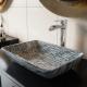 Titanium Black / Gray Bathroom Wash Basins L460 * W330 * H105mm Rectangular Black Vessel Sink