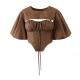 Vintage Senior Light Luxury Temperament Sling Suit Dark Brown Fake Two Piece T Shirt