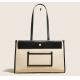 Hasp Oversized Leather Tote Bag Square Lychee Handbags