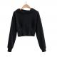 Pure Color Corset Waist Loose Sweater Top Women'S Casual Cotton Crop Top