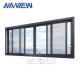 Guangdong NAVIEW New Design Interior Soft Closing Black Aluminum Narrow Frame Sliding Synchronous Tempered Glass Door