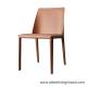Orange Saddle Leather 47cm 83CM Metal Upholstered Dining Chair
