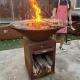 Outdoor 1000mm Diameter Corten Steel  Wood Charcoal BBQ Grill With Rust Finish
