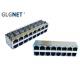 90° Angle Shielding Pcb Ethernet Connector Stacked 2 X 8 Ports Side Entry With Shielding