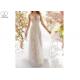 Sexy A Line Bridal Gowns / Sling Beige Deep V Neck Wedding Gown Laces Beading