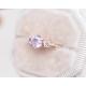 Natural Lavender Quartz Ring , 925 Sterling Silver Rose Gold Plated Five Stone Ring