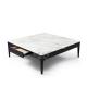 Square Ash Wood Frame White Marble Top Center Modern Coffee Table with Drawer