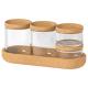 Set Of 5 Storage Glass Jars With Cork Lids And Cork Tray Eco-Friendly