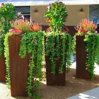 Column Tower Corten Steel Cube Planter 2-3mm Thickness