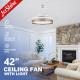 42 Dimmable Led Light Retractable Invisible Ceiling Fan Light For Living Room