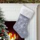 Grey White Snow Pattern 21 Inches Christmas Stocking Double Layers Gift Holders Xmas Holiday Party Mantel Decoration