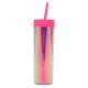 16oz 12 Colored Acrylic Tumblers With Lids And Straws Skinny Double Wall
