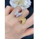 Luxurious Unique 18K Gold Round Diamond Ring Unisex HK Setting Jewelry