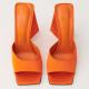 Neon Orange Nylon 6cm Women High Heeled Shoes Geometric Heel Slides