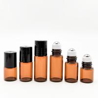 Plastic Cap 10ml Amber Glass Roller Bottles For Essential Oils Refillable