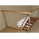 Metal Craft 304 Stainless Steel Cable Stair Railing With Top Wood Handrail