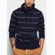 Full Lambswool Knit Pullover Sweater Hoodie Jersey Type With Stripe Thick